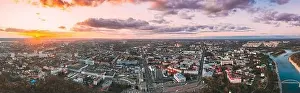Gomelskaya Oblast Prints: Gomel, Belarus. Aerial View Of Homiel Cityscape Skyline In Autumn Evening