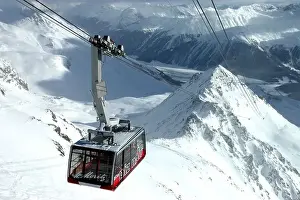 Cable Car Prints: Gondola Cable car Aerial Tramway Ropeway Cablecar Alps Alpine Mountain Range Mountain Mountains Ski Resort Piz Nair