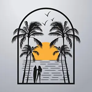 Bali Prints: Good summer on the beach. Editable, resizable, vector illustration