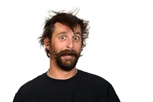 Stupid Prints: Goofy hipster man, with handlebar moustache and bread, against white background