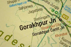Boundaries Prints: Gorakhpur Jn - India Railways junction schematic transport map train station in atlas style town or city name