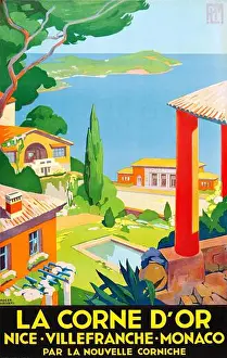 Holidaying Prints: A gorgeous 1930 vintage travel poster from La Corne D'Or on the French Riviera