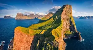 Gorgeous evening view from flying droneof Kallur Lighthouse