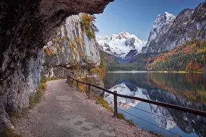 Gosausee, European Alps. Landscape image of Gosausee, Austria located in European Alps at autumn sunset