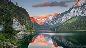 European Alps Prints: Gosausee, European Alps. Panoramic image of Gosausee