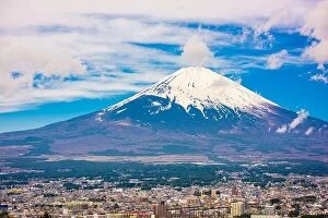 Images Dated 18th April 2017: Gotemba, Japan downtown city skyline with Mt. Fuji