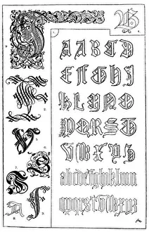 Wood Engraving Prints: Gothic fracture: 1st Gothic alphabet in fracture script