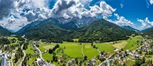 Gozd Martuljek town in Slovenia at summer with beautiful nature and mountains in the background