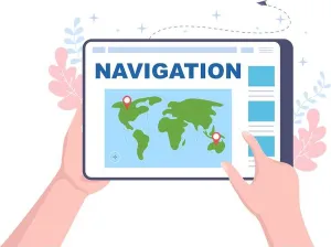 Guide Prints: GPS Navigation Map and Compass on Location Search Application Shows the Position or Route you are Going