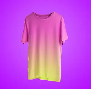 Blank Prints: Gradient t-shirt on violet background. Bright clothing