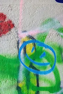 Vandalism Prints: Graffiti on a wall, smiley