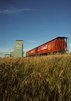 Prairies Prints: Grain elevator and grain car, Kathryn, Alberta, Canada