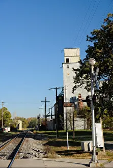 Silo Prints: Grain silos along railroad tracks in Edinburgh, Indiana