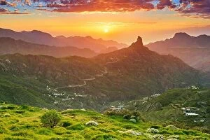 Images Dated 11th March 2017: Gran Canaria - Sunset at Roque Bentayga, Spain