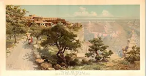 1906 Prints: Grand Canyon - Hotel El Tovar (American Lithographic Co)