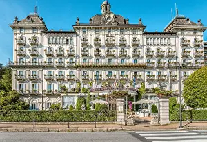 Lago Prints: Grand Hotel Des Iles Borromees at the waterfront of Stresa at Lago Maggiore