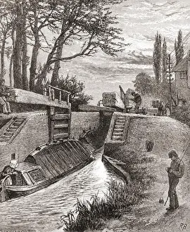 Vintage Print Prints: On the Grand Junction canal at Berkhamsted