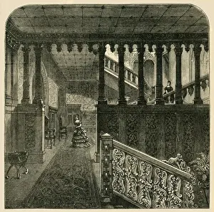 Carpets Prints: Grand Staircase, Holland House, c1876. Creator: Unknown