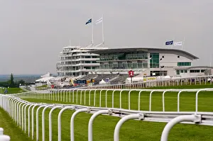 Races Prints: The Grandstand Complex at Epsom Downs Racecourse Surrey England