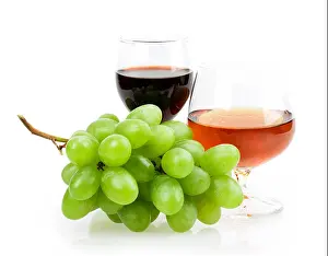 Wineglass Prints: grape wine glass isolated on white background