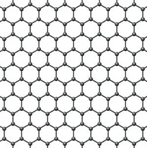 Formula Prints: Graphene single layer. Three-dimensional schematic molecular structure of graphene