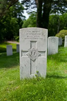 Commonwealth Prints: The Grave of M Hollerin of the Royal Scots regiment who died in the first World War on 26th Feb 1915 buried at Netley