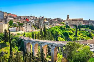 Puglia Prints: Gravina in Puglia ancient town, bridge and canyon. Apulia, Italy. Europe