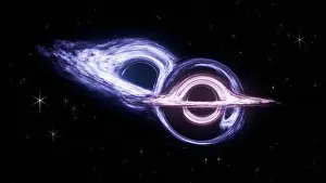 Distortion Prints: Gravitational Lensing by Two Black Holes in Space - 3D Rendering