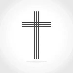 Vector Graphic Prints: Gray Christian cross icon in flat design