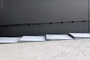 Hand Rail Prints: Gray concrete stairs with metal hand rail
