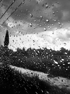 Grayscale Prints: Grayscale shot of raindrops on the window
