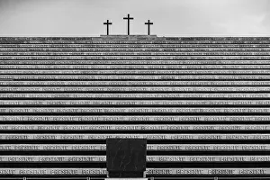 Death Prints: Grayscale view of the Redipuglia War Memorial