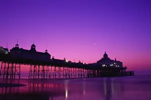 Eastbourne Prints: Great Britain, England, Sussex, Eastbourne, pier, silhouette, evening tuning