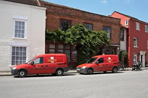 Vans Prints: Great Britain Essex Nayland Village Post Office with Royal Mail Red Vans parked outside
