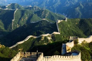 Great Wall of China at Badaling. First built during the Ming dynasty (1368-1644) and restored in the 1980s