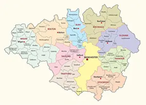 Greater Prints: greater manchester administrative and district vector map