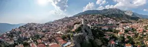 Greece, Arachova village in Boeotia aerial panoramic view