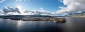 Giannina Prints: Greece, Ioannina city. Aerial panoramic drone view of Giannena and Lake Pamvotis