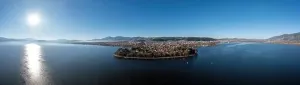 Giannina Prints: Greece, Ioannina city. Aerial panoramic drone view of Giannena town and Lake Pamvotis