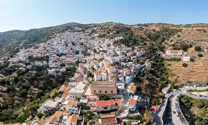 Capital Hill Prints: Greece, Kea Tzia island. Ioulida town aerial drone panorama view