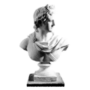Halftone Prints: Greece modern statue collage. Design element in trendy dotted pop art style