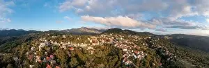 Greece, mountain village Kosmas aerial panoramic view