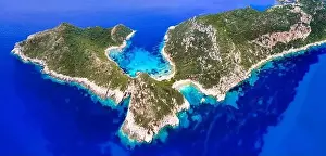 Agios Georgios Prints: Greece nature scenery. most scenic beaches of Corful island