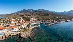 Agios Nikolaos Prints: Greece Peloponnese. Mani, Agios Nikolaos traditional fishing village and port