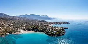 Mani Prints: Greece Peloponnese. Stoupa traditional seaside village and sandy beach