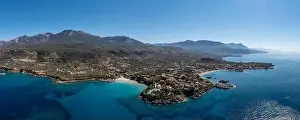 Greece Peloponnese. Stoupa traditional seaside village and sandy beach