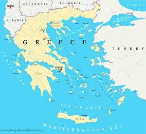 Mykonos Prints: Greece Political Map