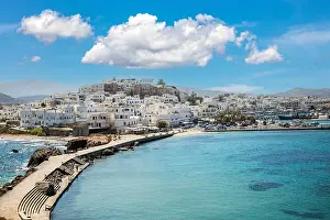 Cyclades Prints: Greece, reaching Naxos harbor, Cyclades islands