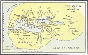 Map Of The World Prints: Greece/Turkey: Map of the World according to Herodotus (c)