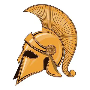 Corinthian Prints: Greek helmet. Vector illustration of a spartan warrior